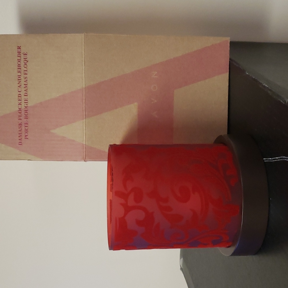 NIB Avon Damask flocked candleholder